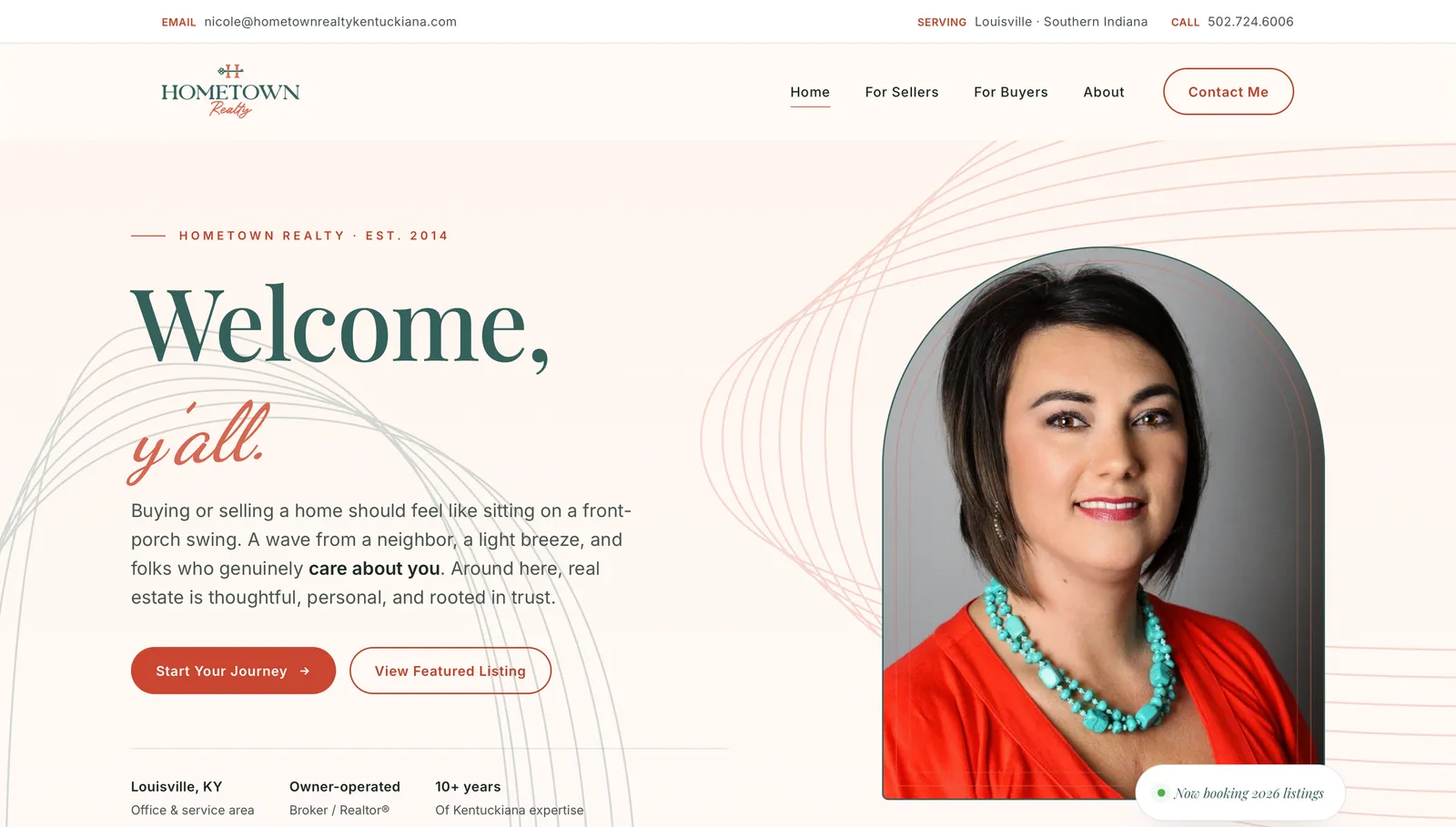 The Hometown Realty homepage, designed and built by Sun & Stone.